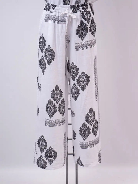 Pantalon ample imprimé en lin  1685290