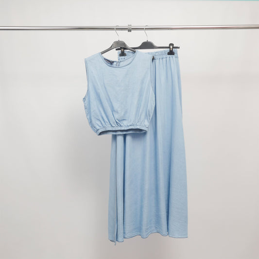 Ensemble top court et jupe longue en lyocell denim - TDM31323-2