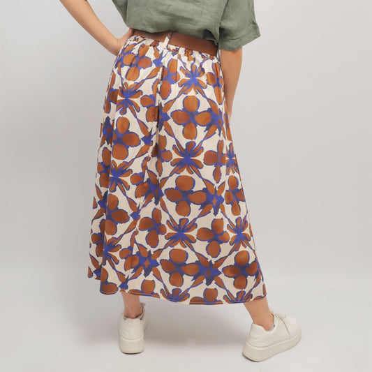 Jupe midi imprimé floral ceinturée  TDM52123-23