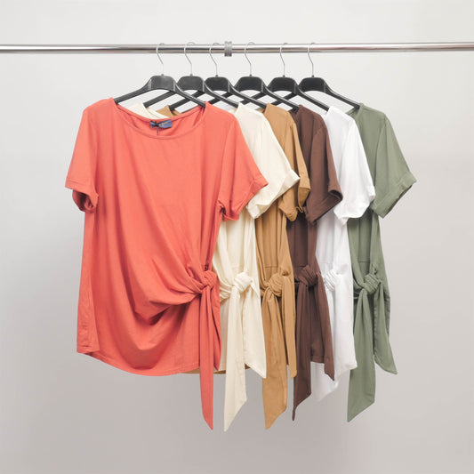 T-shirt noué sur le côté en coton stretch – TDM26925