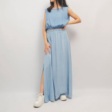 Ensemble top court et jupe longue en lyocell denim - TDM31323-2