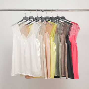 Débardeur satiné dentelle dos V - WC22610