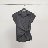 Chemise nouée sans manches col tailleur – TDM17824-2