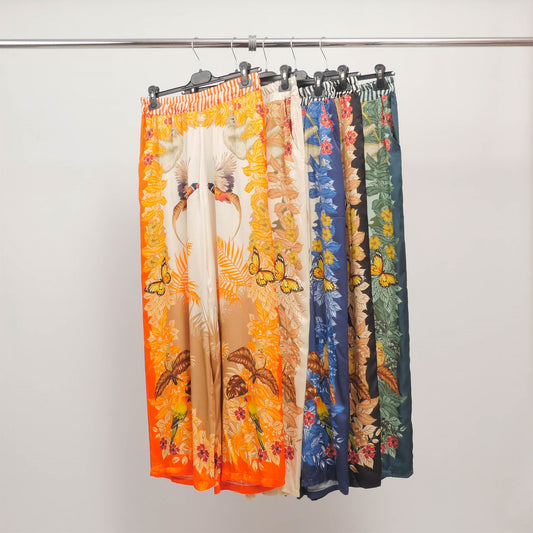 Pantalon fluide imprimé tropical multicolore – KD9088VS-4