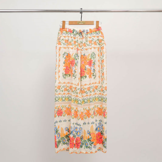 Pantalon large imprimé fleuri en coton – KD6637CO-21