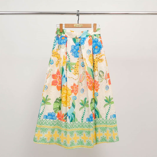 Jupe midi évasée imprimé floral KD9090CO-3