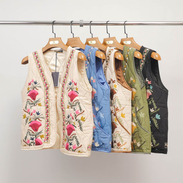 Gilet matelassé brodé multicolore KD8918