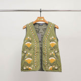 Multicolor embroidered quilted vest KD8918