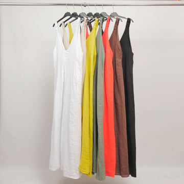 Robe longue en lin à larges bretelles – MJ95009