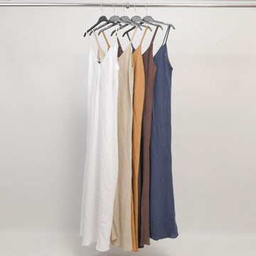 Robe longue en lin à fines bretelles TDM35225