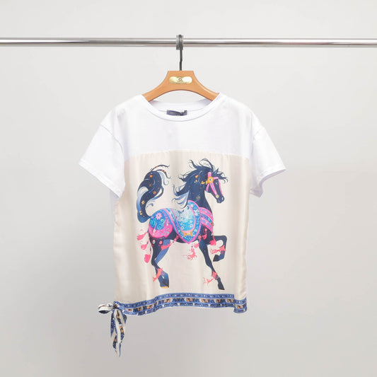 T-shirt imprimé foulard cheval KD8828-5