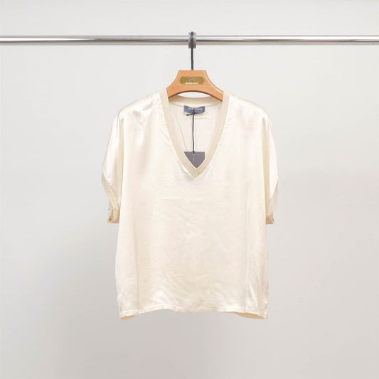 Tunique col V en satin fluide – DB14360