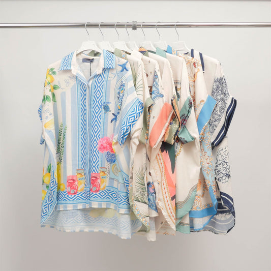 Chemise imprimée oversize motifs mixtes YCM251020