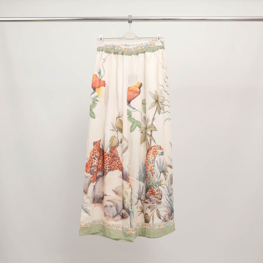 Pantalon fluide imprimé fantaisie en lin mélangé YCM22212