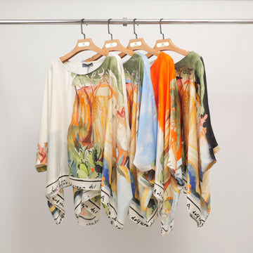 Tunique fluide imprimé aquarelle en viscose et soie  KD8762VS-22