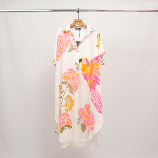 Robe chemise imprimé perroquet  KD8282VC