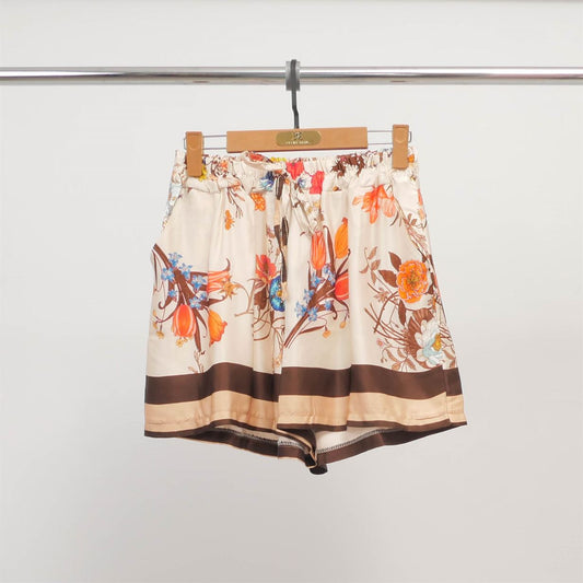 Short fluide imprimé floral soie-viscose KD8320VS-6