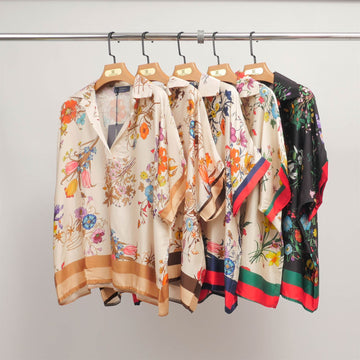 Tunique fluide imprimé floral soie-viscose KD7607VS-6