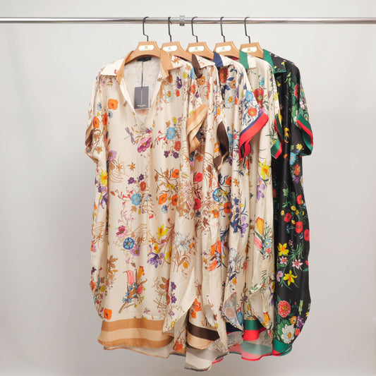 Robe fluide imprimé floral soie-viscose KD6917VS-6