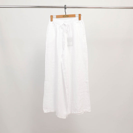 Pantalon large en lin à taille élastiquée YX18241