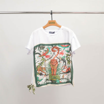 T-shirt imprimé jungle avec foulard intégré  KD8828-10