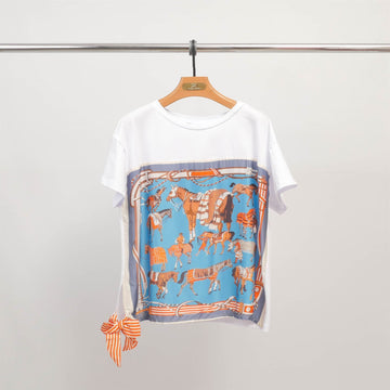 T-shirt imprimé équestre avec foulard noué  KD8828-11