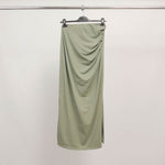 Load image into Gallery viewer, Draped midi skirt in stretch cotton TDM59723-2