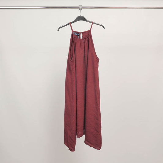 Robe courte en lin à fines bretelles TDMJ1226