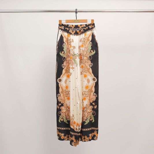 Pantalon fluide imprimé foulard satiné  KD9088VS-8