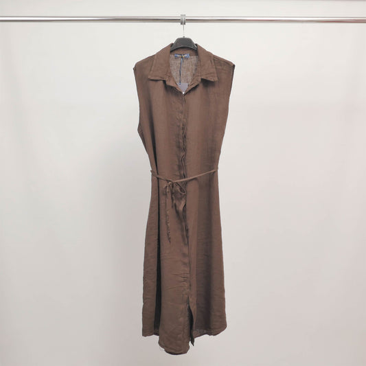 Robe chemise sans manches en lin TDM58225