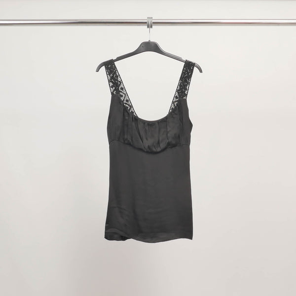Viscose tank top with lace straps TDM9649