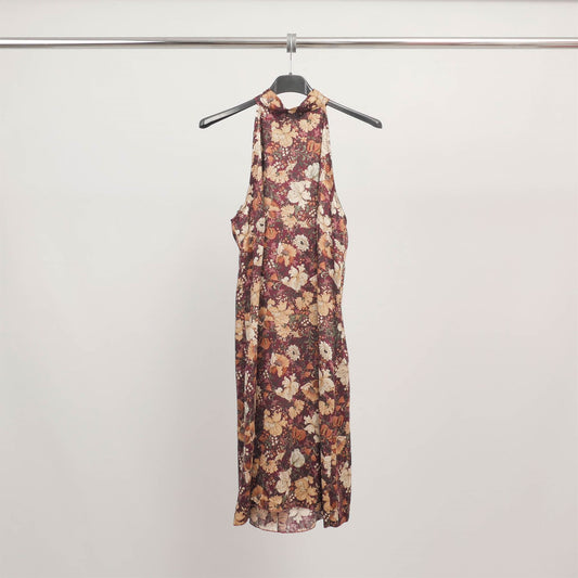 Robe fluide à col montant imprimé fleuri TDM09519-2