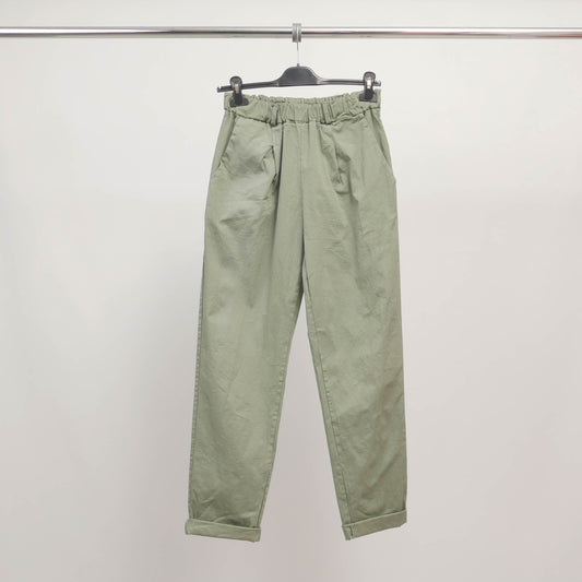 Pantalon droit taille élastique en coton stretch TDM07823-6