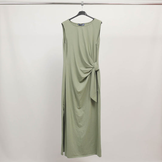 Robe drapée nouée à la taille en coton stretch TDM31025