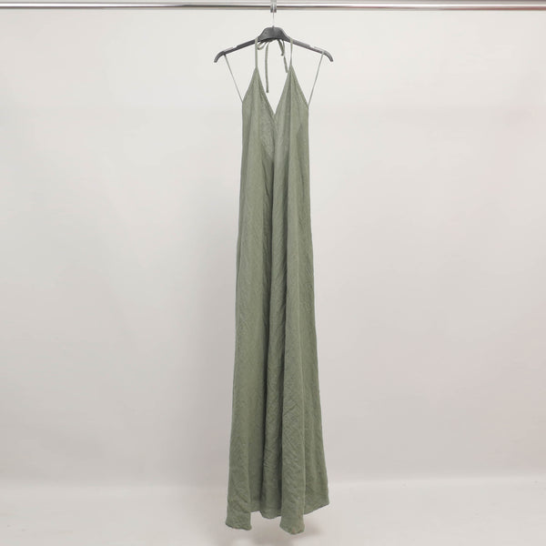 Linen backless dress with thin straps TDM16620