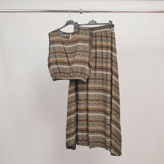 Ensemble top et jupe longue imprimé ethnique TDM31323-7