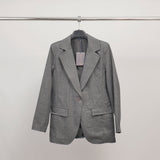 Blazer à carreaux classique en matière stretch TDM55320-8