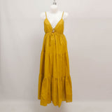 Long backless cotton dress with shell detail TDM65325