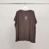 Sleeveless V-neck poncho in soft knit YF67035