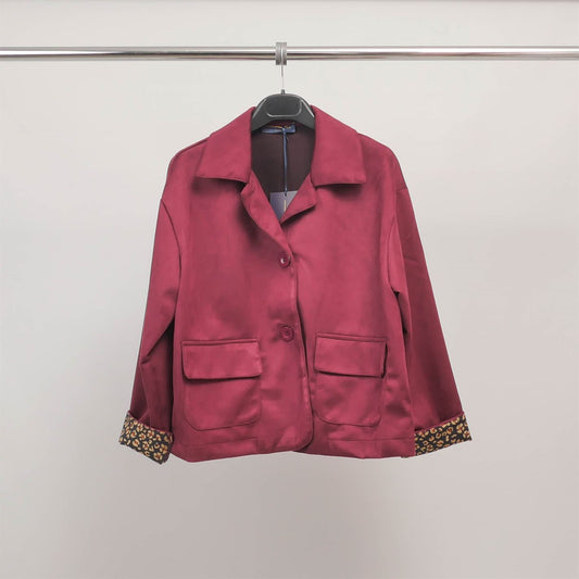 Veste suédine poches plaquées et revers imprimés CWG54587