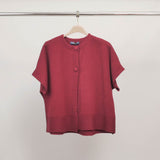 Round neck, short-sleeved cardigan with covered buttons HY11094
