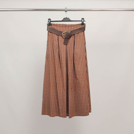 Jupe midi à carreaux ceinturée TDM52123-25