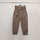 High-waisted trousers with studded belt CVA825632