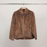 Faux fur jacket with zip-up stand-up collar DSY25045