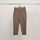 Pantalon carotte taille haute à revers CVA824159