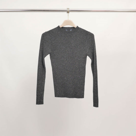 Pull ajusté en maille lurex côtelée DSY9544