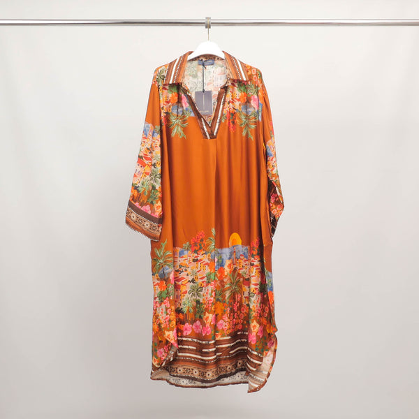 Robe imprimée bohème col tunisien – KD6120-10