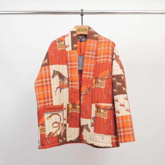 Veste matelassée imprimé équestre en viscose – KD7280-17