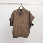 Load image into Gallery viewer, Short-sleeved quilted zip-up jacket DB14679