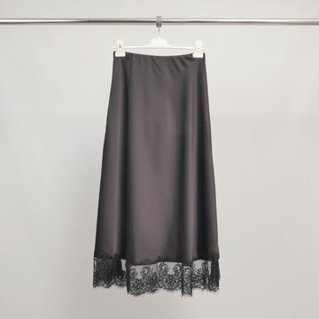 Jupe satinée longueur midi avec dentelle – BCL5029VS-2